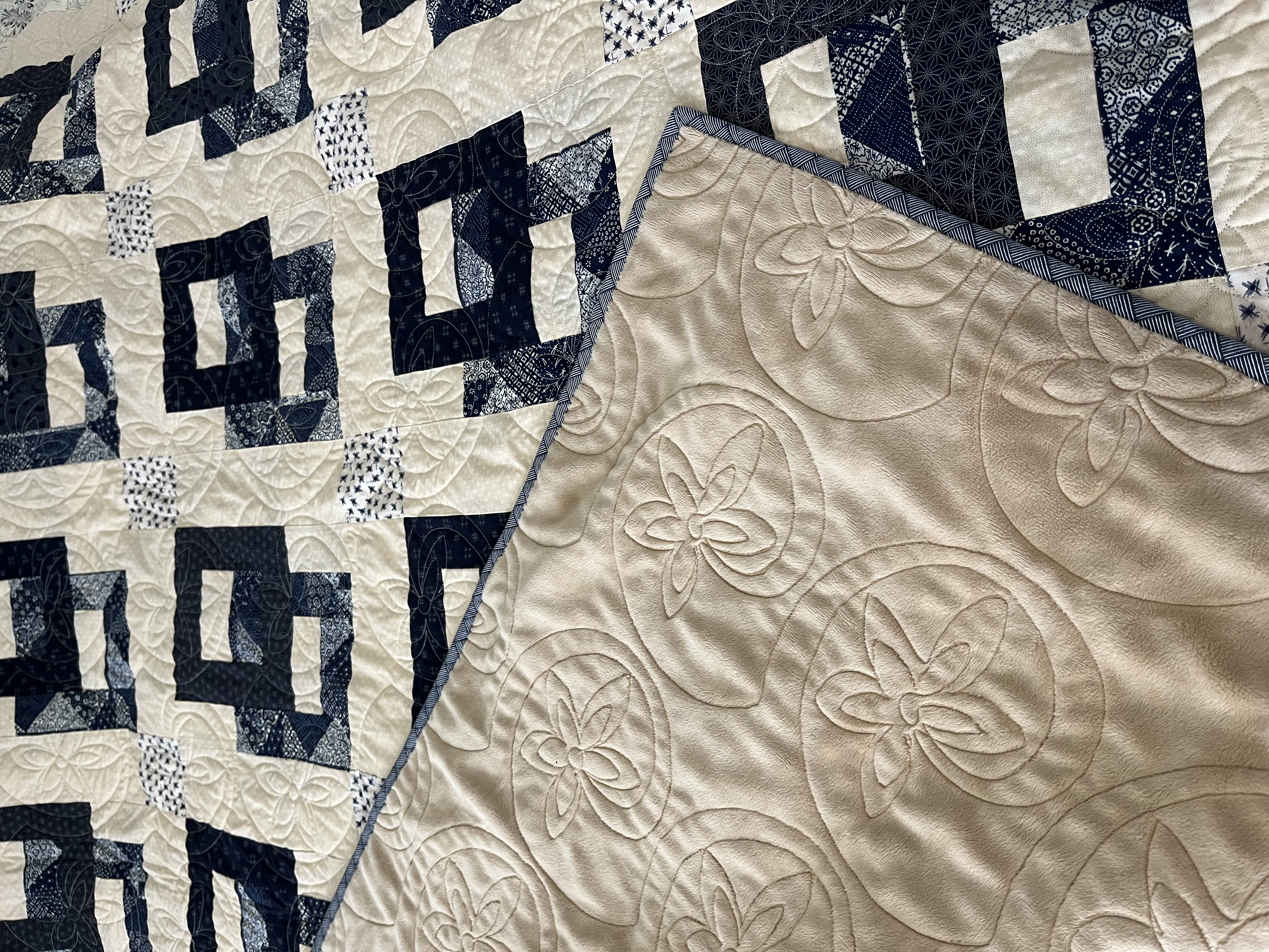 Close-up of flower quilting pattern